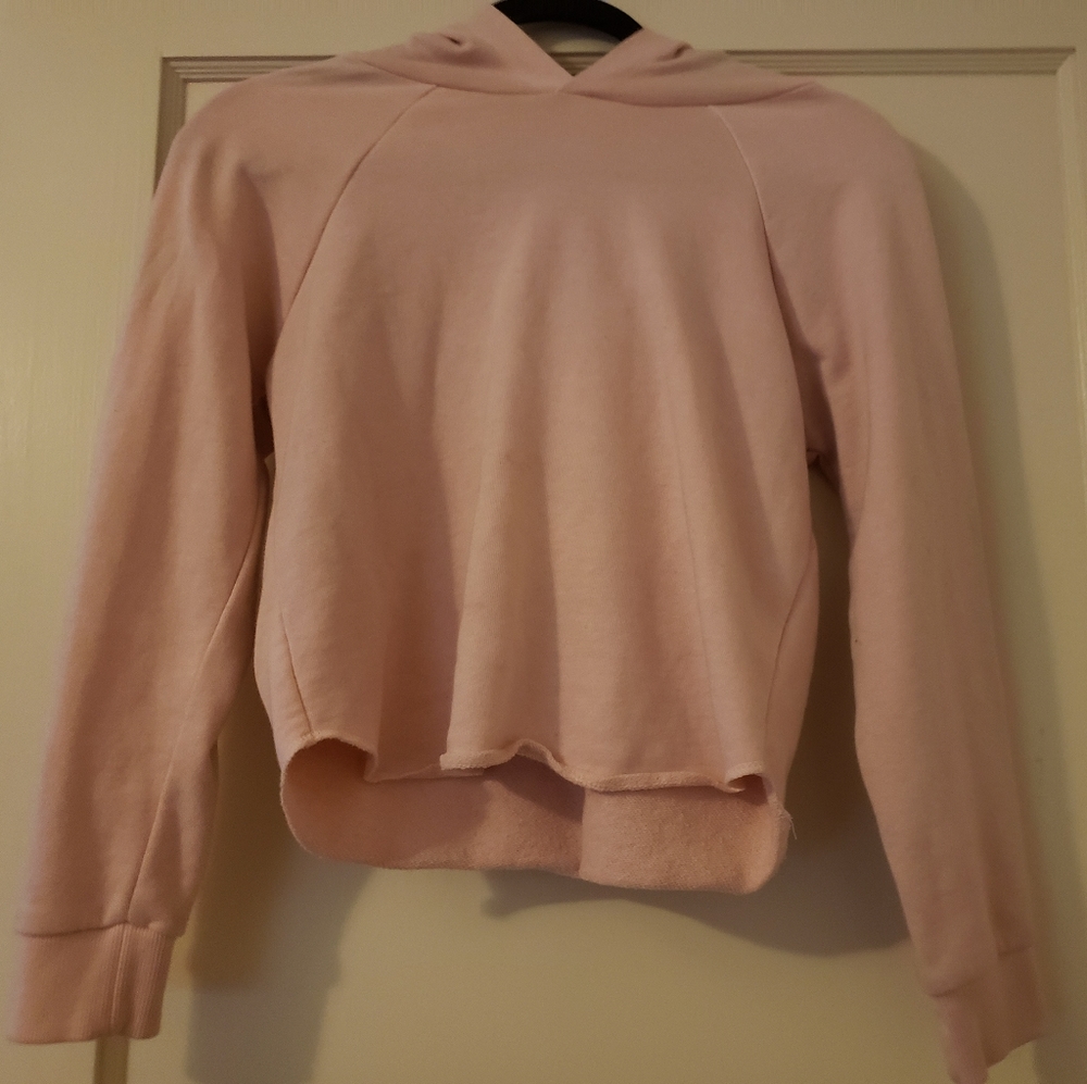 Forever 21 Light Pink Crop Top Hoodie